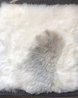 Luxury premium Icelandic sheepskin seat cover, natural white with grey highlights, handcrafted 100% organic free-range fur, 37cm square by Wildash London at brixbailey.com