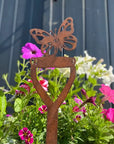 Rusty Metal Butterfly On A Spade Garden Decoration