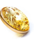 Oval Citrus Amber and Gold Stud Earrings