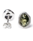 Green Amber ELEMENTS Stud Earrings