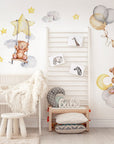Sleeping Bears Wall Decal | Bears in the Air Nursery Wall Sticker | Clouds and Stars Wall Decor