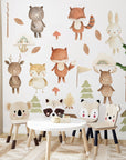 Forest Animals Nursery Wall Decal | Woodland Nursery Decal | Watercolor Bear, Deer, Owl, Fox, Rabbit Stickers | Peel and Stick Wall Decal