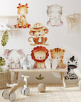 Jungle Wall Decals | Safari Animal Nursery Decor | Kids Room Decal | Reusable and Removable Wall Stickers