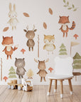 Forest Animals Nursery Wall Decal | Woodland Nursery Decal | Watercolor Bear, Deer, Owl, Fox, Rabbit Stickers | Peel and Stick Wall Decal