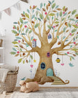 Fairy Tree House Wall Decal | Magical Wildflower Garden Floral and Fairy Wall Sticker - 3 Sizes Available