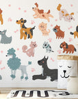 Cute Dog Wall Decals Set for Kids Room Nursery | Self-Adhesive Peel & Stick Dog Stickers