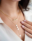 Gold Lariat Heart Dangle Necklace