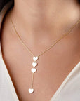 Gold Lariat Heart Dangle Necklace