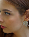 Nature-Inspired Leaf Earrings, Bourbon Rose (Sterling Silver Studs)-1