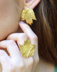 Nature-Inspired Leaf Earrings, Bourbon Rose (Sterling Silver Studs)-3