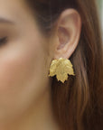 Nature-Inspired Leaf Earrings, Bourbon Rose (Sterling Silver Studs)-4