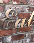 Rustic Distressed Gold Metal Eat Wall Decoration