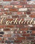 Rustic Distressed Gold Cocktail Bar Sign
