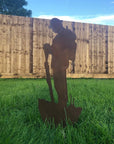 Small Rusty Metal Lest We Forget Soldier Statue