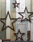 Set of 4 rusty Metal Star Garden Decorations