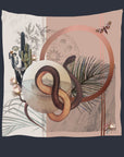 Snake Square Silk scarf 'Nevada' Silk is a Hand-painted in neutral tones with coiled serpent