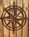 Rusty Compass Garden Decoration , Wall Or Fence Ornament