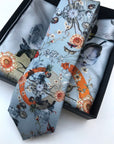 Light Blue Luxury Silk Pocket Square and tie in Gift set in box, 'Evolution' design formal wear for weddings or groomsmen gift
