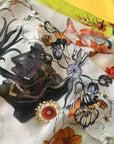 Lime green large square Silk Scarf, 'Tropics Silk' botanical illustration luxury accessory