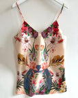 Silk Pyjamas- Set Cami and Shorts in 'Eden' Tropical Meadow Print, luxury lounge wear