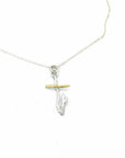 Twig Cross Necklace: Silver and Gold Nature Design (2cm Pendant)-2