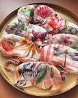 Silk eye mask with tropical floral print designs