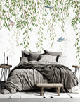 Hanging Leaves Birds Tropical Wallpaper Floral Wall ... | Wonderwallsboutique