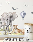 Big Animal Watercolor Wall Decal Set for kids, removable cute safari animals, Lion, Elephant nursery Stickers, Peel and stick 2