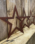 Set of 3 Rusty Metal Stars, Decorations For The Home And Garden.