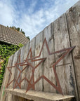 3 Large Rusty Metal barn STARS.