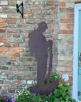 Rusty Metal Lest We Forget Soldier Decoration Statue, Remembrance Feature