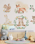 Forest Animals Nursery Wall Decal Sticker, Woodland Animals Wall Art, Watercolor Wall decal for kids
