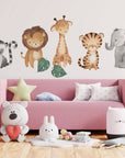 Monstera Leaf | Safari Animals | Nursery Wall Decal | Jungle Animals Wall Stickers | Wall Decal For Kids | Watercolor Animals