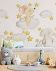 Watercolor Cloud Animals | Nursery Wall Decal | Watercolor Animals | Wall Art | Nursery Wall Stickers | Girls Sticker Kids