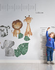 Monstera Leaf | Safari Animals | Nursery Wall Decal | Jungle Animals Wall Stickers | Wall Decal For Kids | Watercolor Animals
