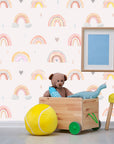 Watercolor Rainbow Rain Clouds Hearts Wallpaper Rain... | Wonderwallsboutique