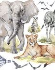 Big Animal Watercolor Wall Decal Set for kids, removable cute safari animals, Lion, Elephant nursery Stickers, Peel and stick 2