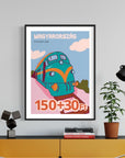 Retro colorful Hungarian train print, A4 unframed wall art, premium recycled paper, vintage inspired decor, best-selling unique design by Little Egret Design at brixbailey.com