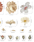 Soft Nursery Floral Wall Decal Wall Sticker for Kids Vintage Peony Flower, Madelyn nursery wall decal,