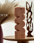 Huge Aesthetic Ribbed Pillar Candle