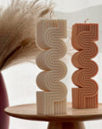 Huge Aesthetic Ribbed Pillar Candle
