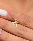 Tiny Hummingbird Necklace, Dainty Hummingbird Choker Necklace, Freedom Necklace, Hummingbird Lovers Gift, Silver Hummingbird Necklace