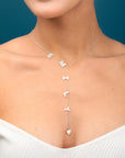 Pearl Of Mother Lariat Name Necklace, Y Lariat Mother Of Letters Name Necklace Sterling Silver, Mother Day Gift, Mommy Gift