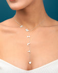 Pearl Of Mother Lariat Name Necklace, Y Lariat Mother Of Letters Name Necklace Sterling Silver, Mother Day Gift, Mommy Gift