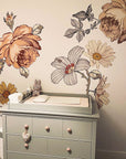 Soft Nursery Floral Wall Decal Wall Sticker for Kids Vintage Peony Flower