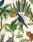 Playful Jungle Animals Watercolour Wallpaper for Nursery and Kids' Room Décor