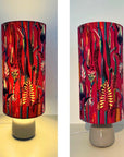Botanical Cerise pink velvet cylinder lampshade, extra tall lampshade