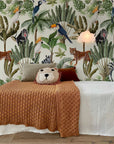 Playful Jungle Animals Watercolour Wallpaper for Nursery and Kids' Room Décor
