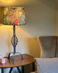 Teal Flowers Velvet Lampshade | French Drum Ceiling Light Shade | Bespoke Handmade Empire Lampshade