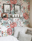 Anemone Fall Peel And Stick Wallpaper, Floral Wall Mural, Poppy Flowers Removable Wallpaper, Pink Wall Covering
